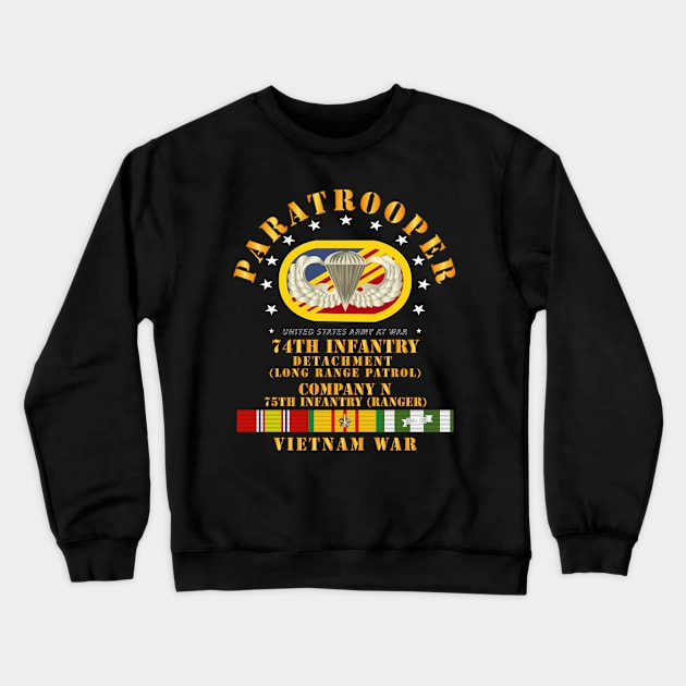 74th Inf Det - N Co 75th Inf Ranger Oval w Paratrooper w VN SVC Crewneck Sweatshirt by twix123844